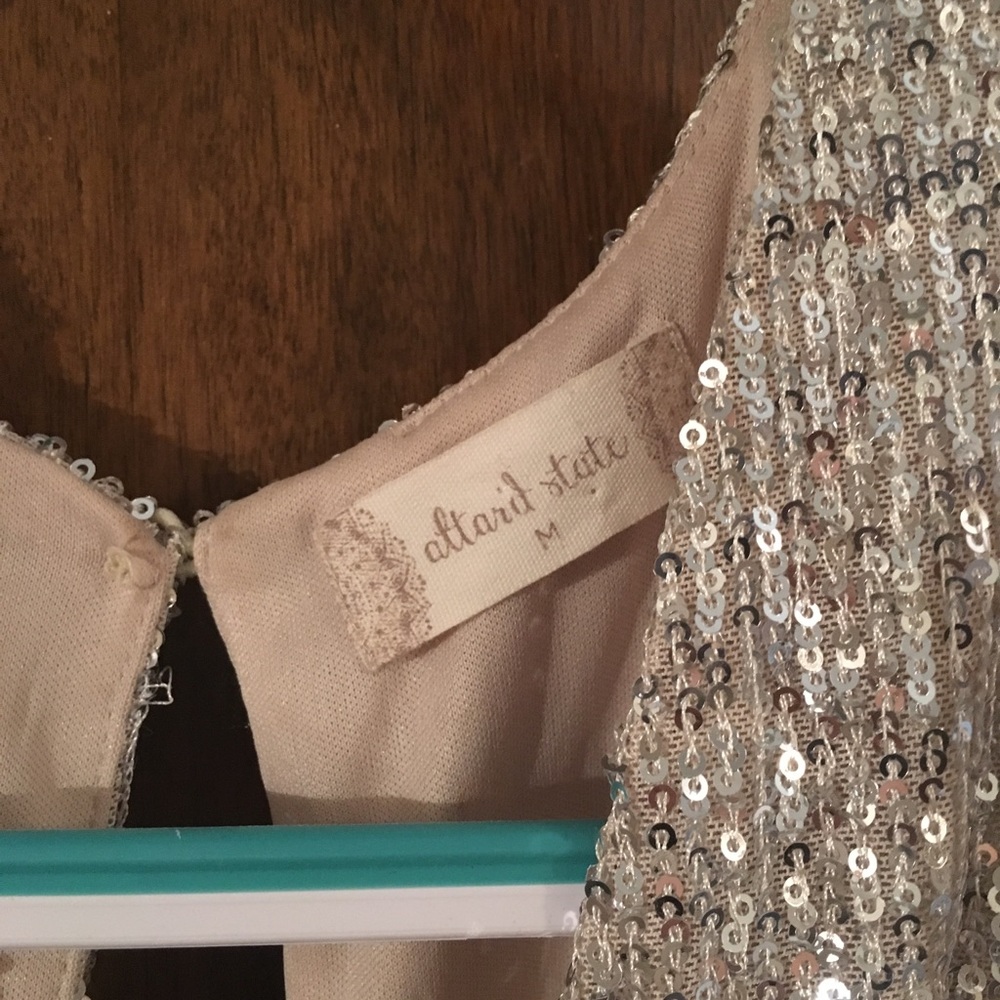 Long silver sequin dress